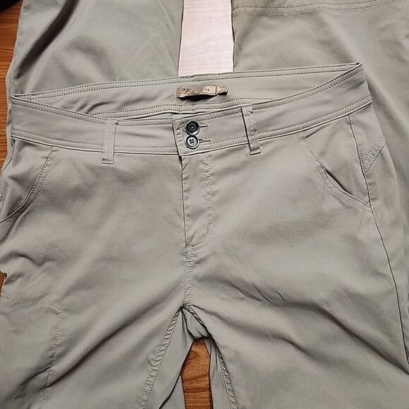 Prana Halle Pants Tan Convertible Roll Up Hiking Climbing Women's 14 - Picture 1 of 16